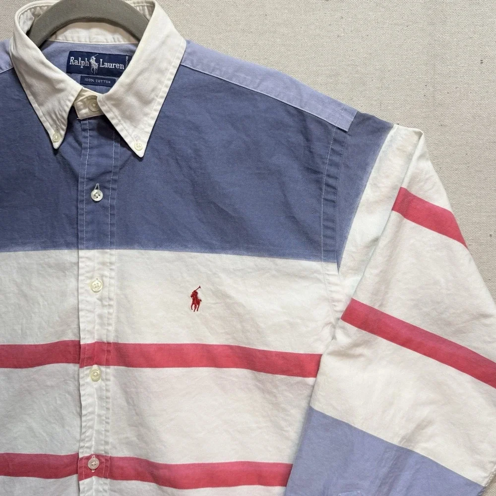 vintage polo ralph lauren Shirt Color Block 90s Men's Large Baggy